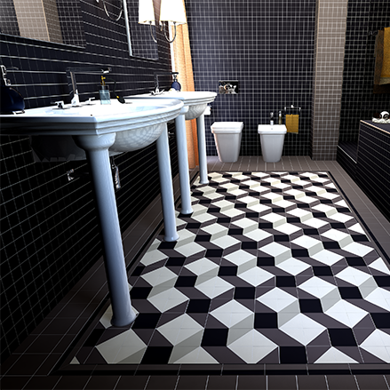 geometric tile in bathoom