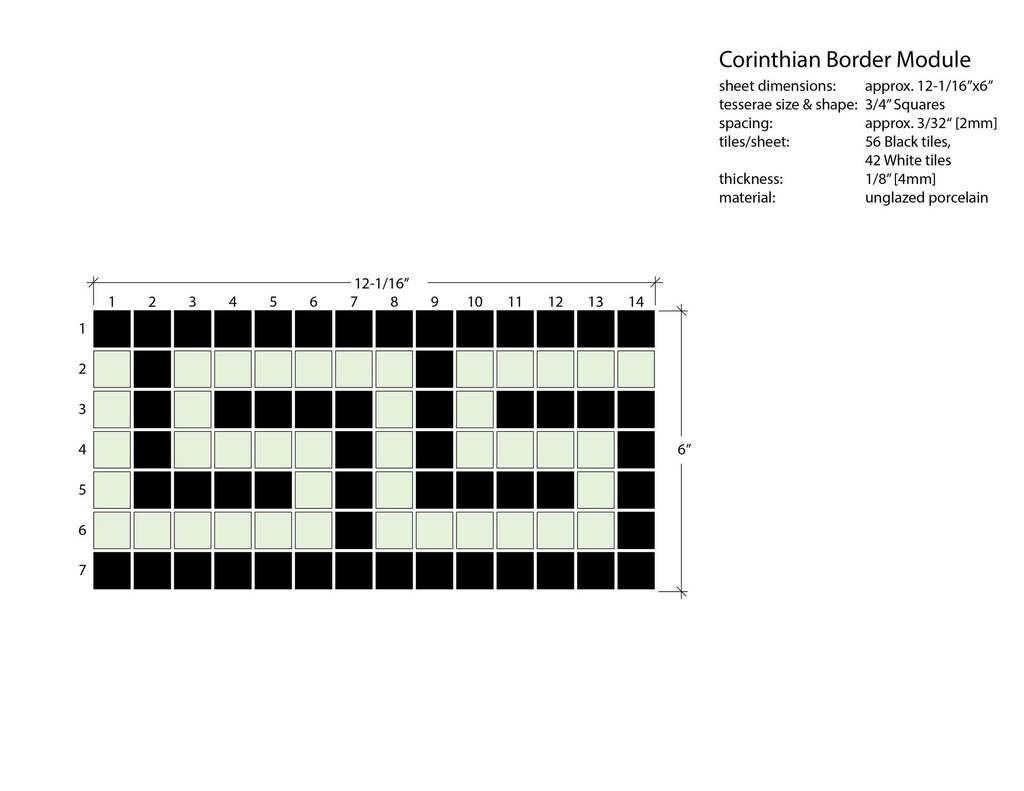 6" x 12-1/16" Corinthian Greek key border in White/Black