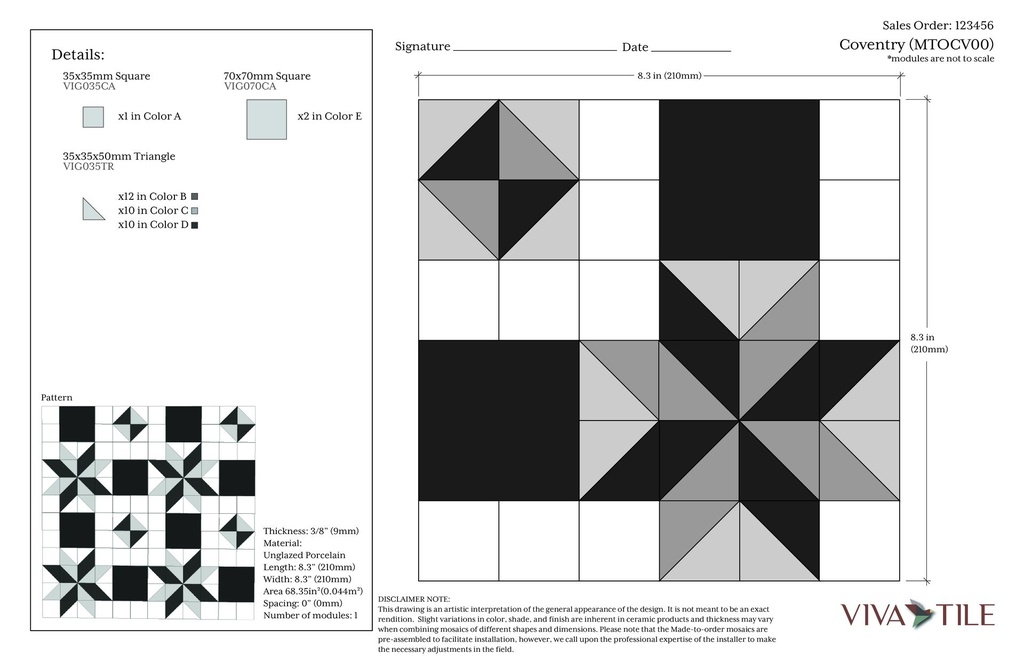 Made-to-order field pattern 'CV'