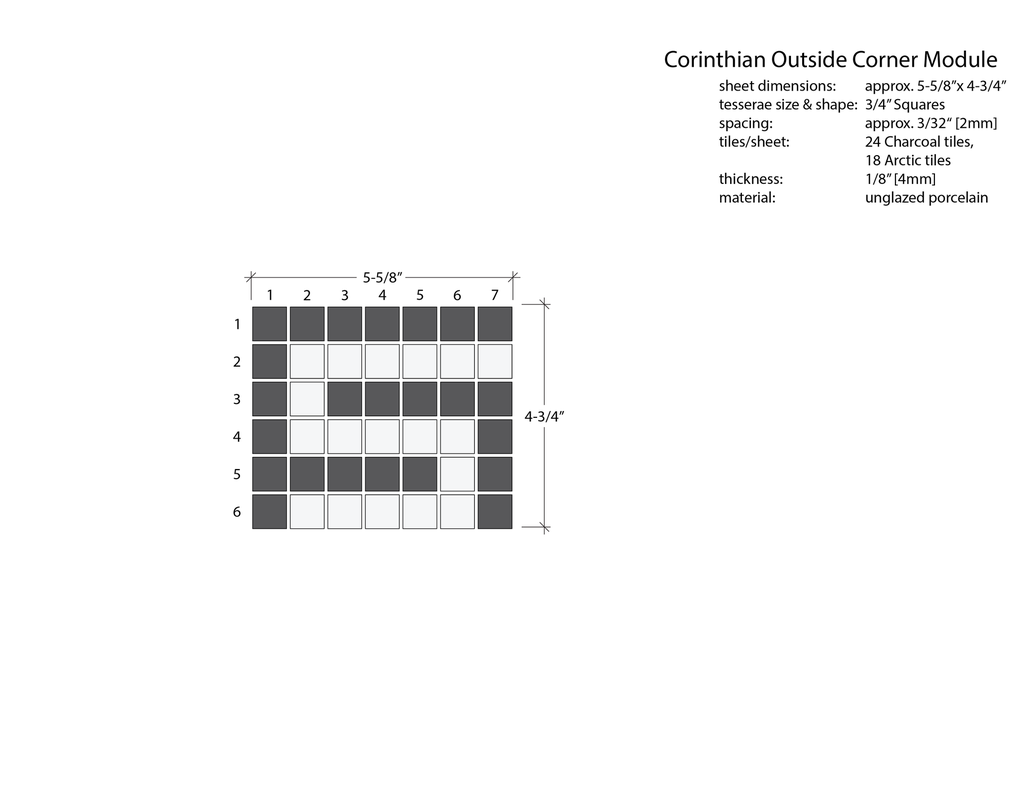 Corinthian Greek key border outside corner in Arctic/Charcoal - 3/4" squares