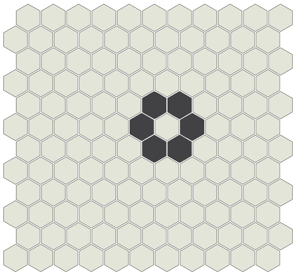 Daisy Pattern - 1"Hex in White background