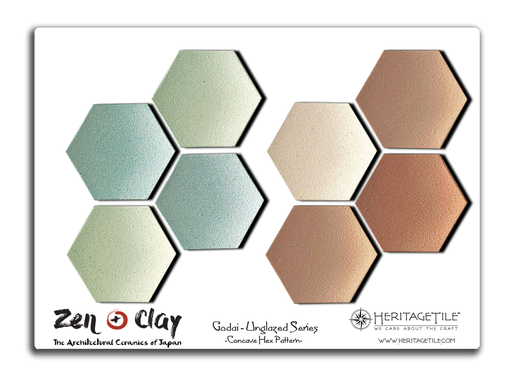 Sample Card - Godai Unglazed Concave Hex (Water &amp; Earth Blend)