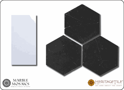 [XKMMH3HF] Honed marble 3&quot; hexagon Sample Card in 'Jet Black'