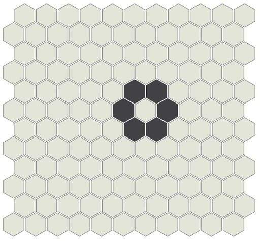 [SMPPDY00] Daisy Pattern - 1"Hex in White background