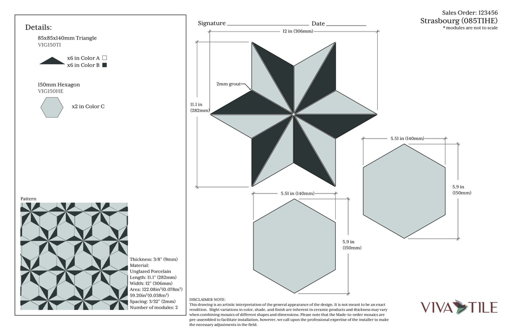 85mm Isosceles Triangles and 150mm Hexagons