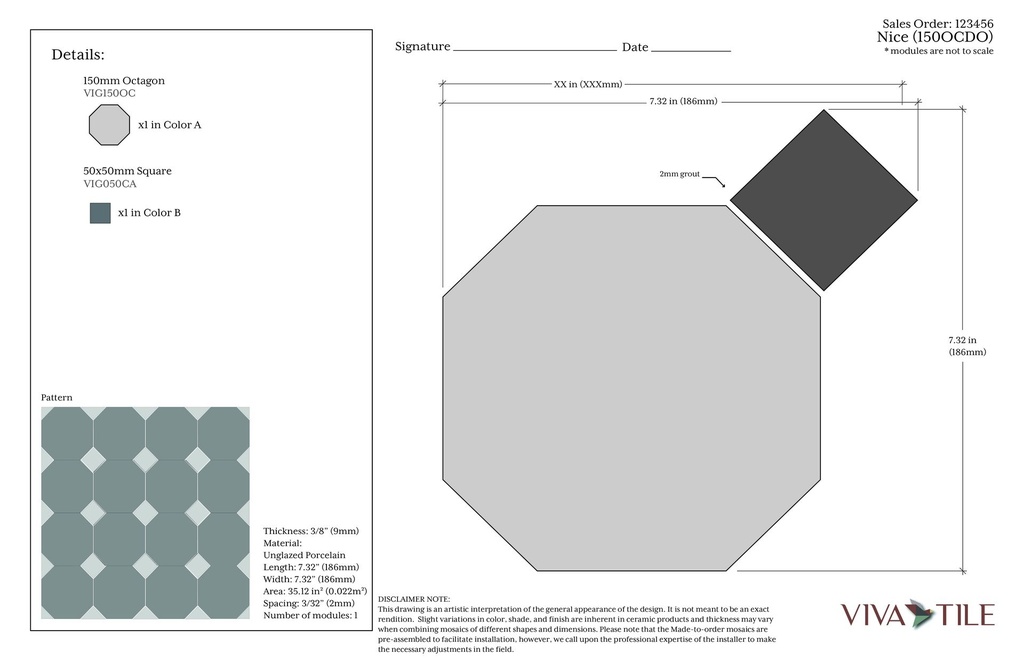 150mm Octagons and 50mm Dots