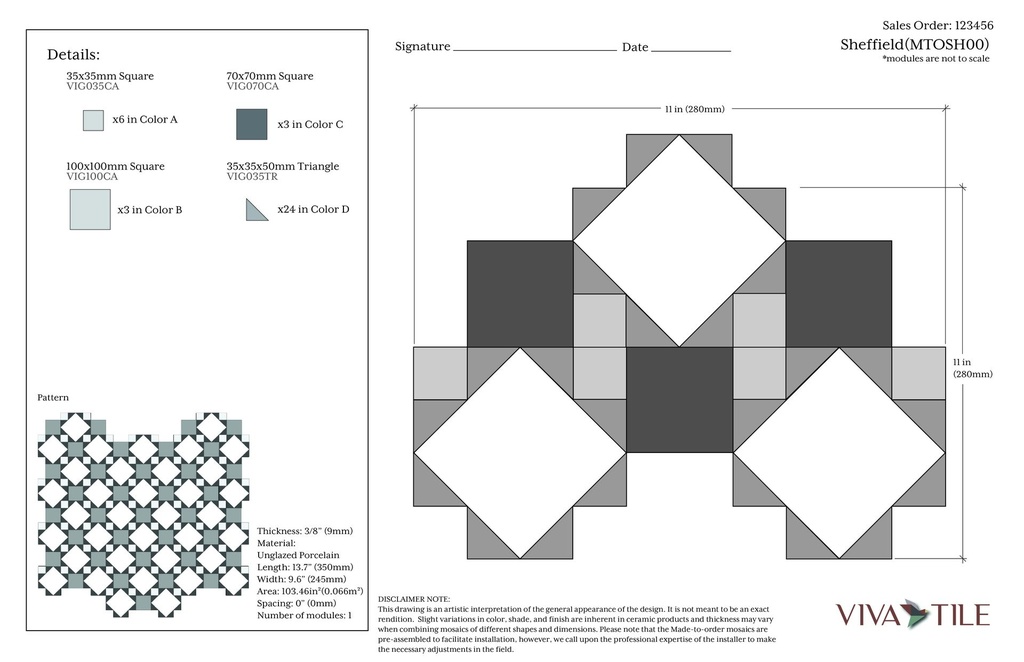 Made-to-order field pattern 'SH'