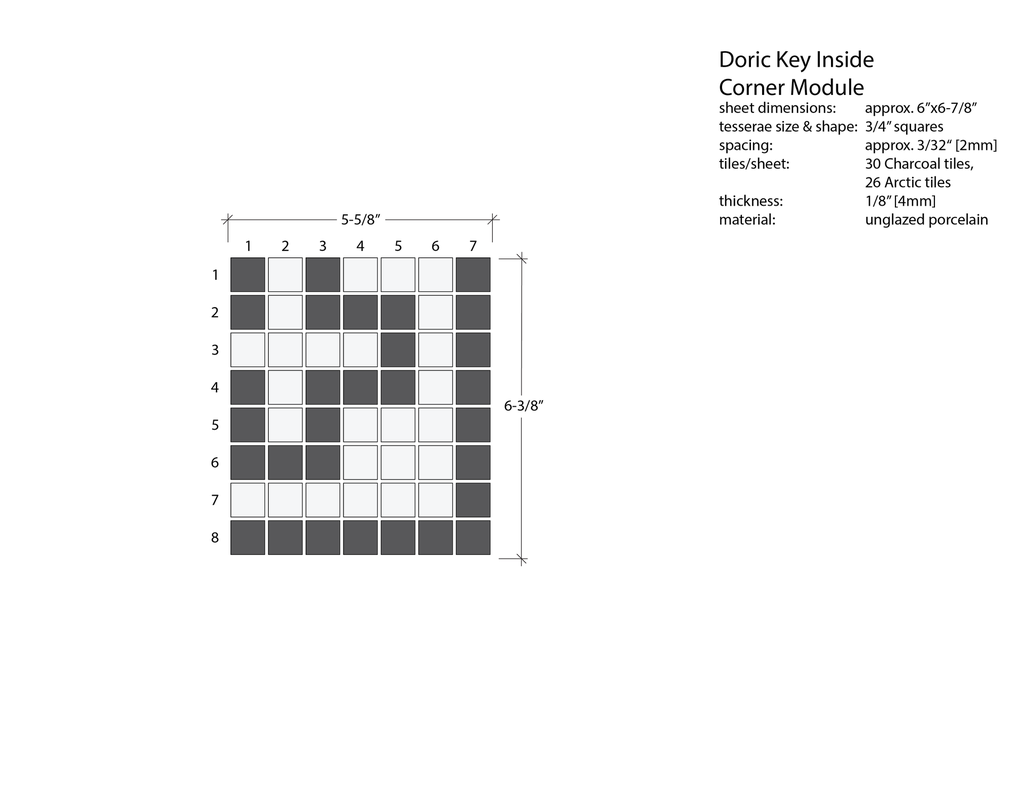 Doric Greek key border inside corner in Arctic/Charcoal - 3/4" squares