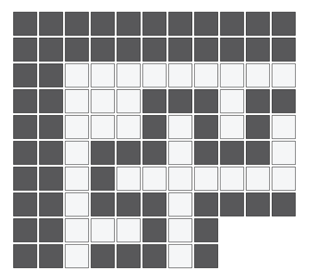 Doric Greek key border outside corner in Arctic White/Charcoal - 3/4" squares