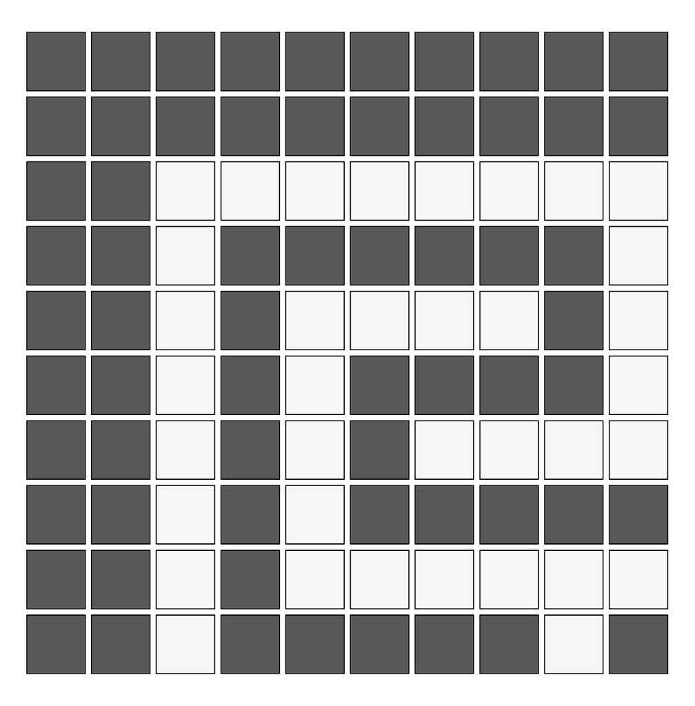 Ionic Greek key border outside corner in Arctic White/Charcoal - 3/4" squares