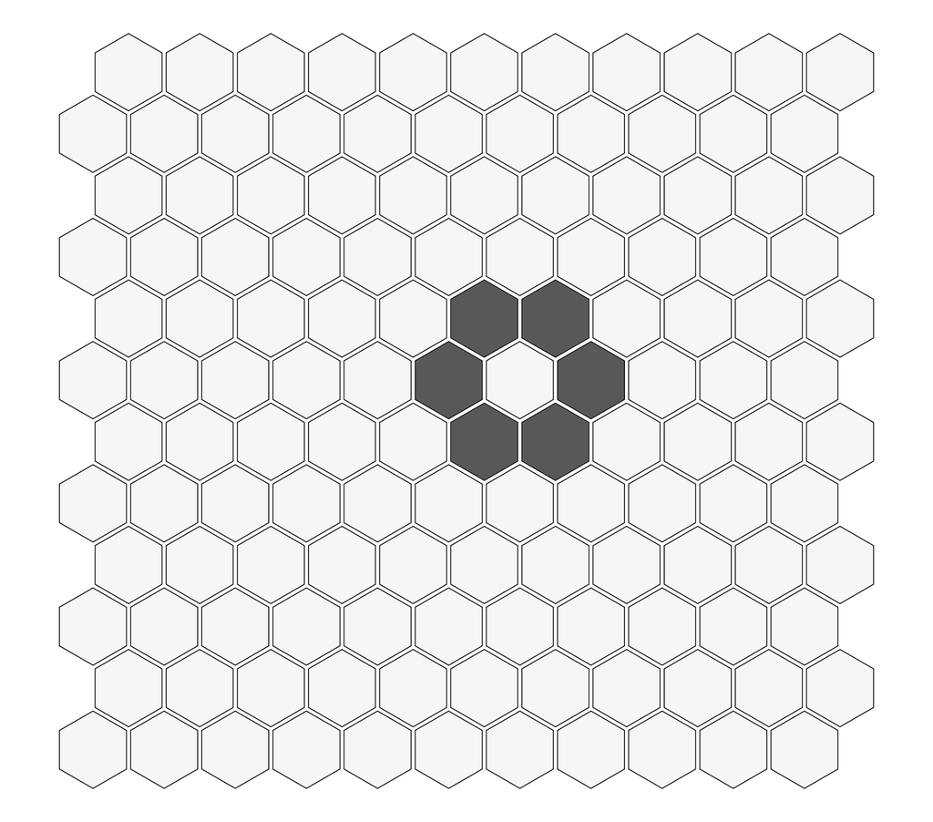 Daisy Pattern - 1"Hex in Charcoal with Arctic White background