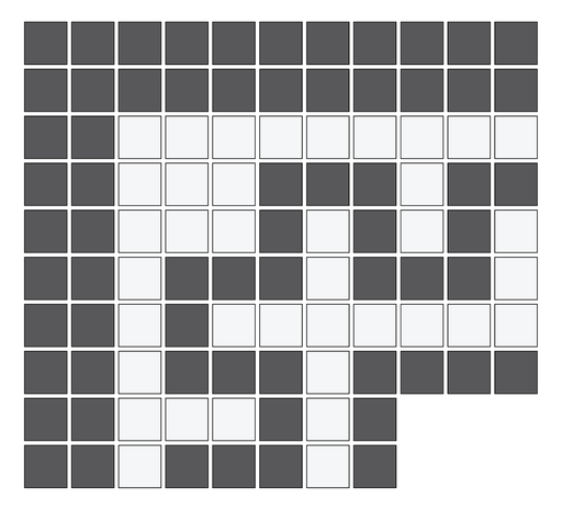 [SMC20G51] Doric Greek key border outside corner in Arctic White/Charcoal - 3/4" squares