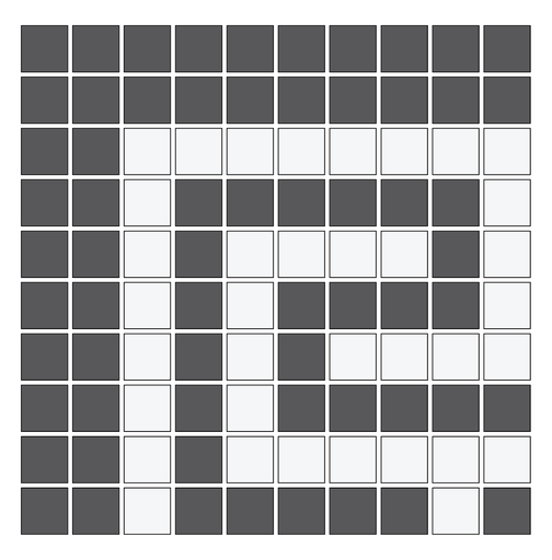 [SMC20G61] Ionic Greek key border outside corner in Arctic White/Charcoal - 3/4" squares
